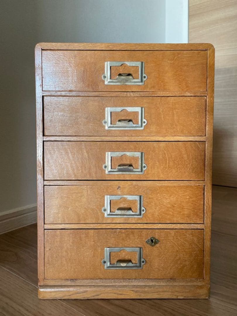 ★昭和レトロ 木製 5段　小引き出し 古道具　ヴィンテージ アンティーク