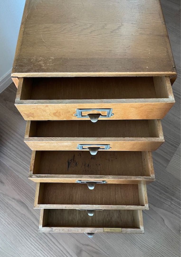 ★昭和レトロ 木製 5段　小引き出し 古道具　ヴィンテージ アンティーク
