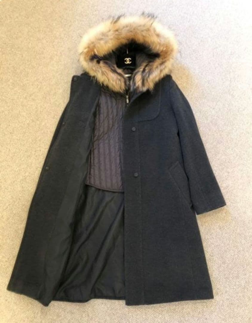 MaxMara【マックスマーラ】ロングコート3way チャコールグレー