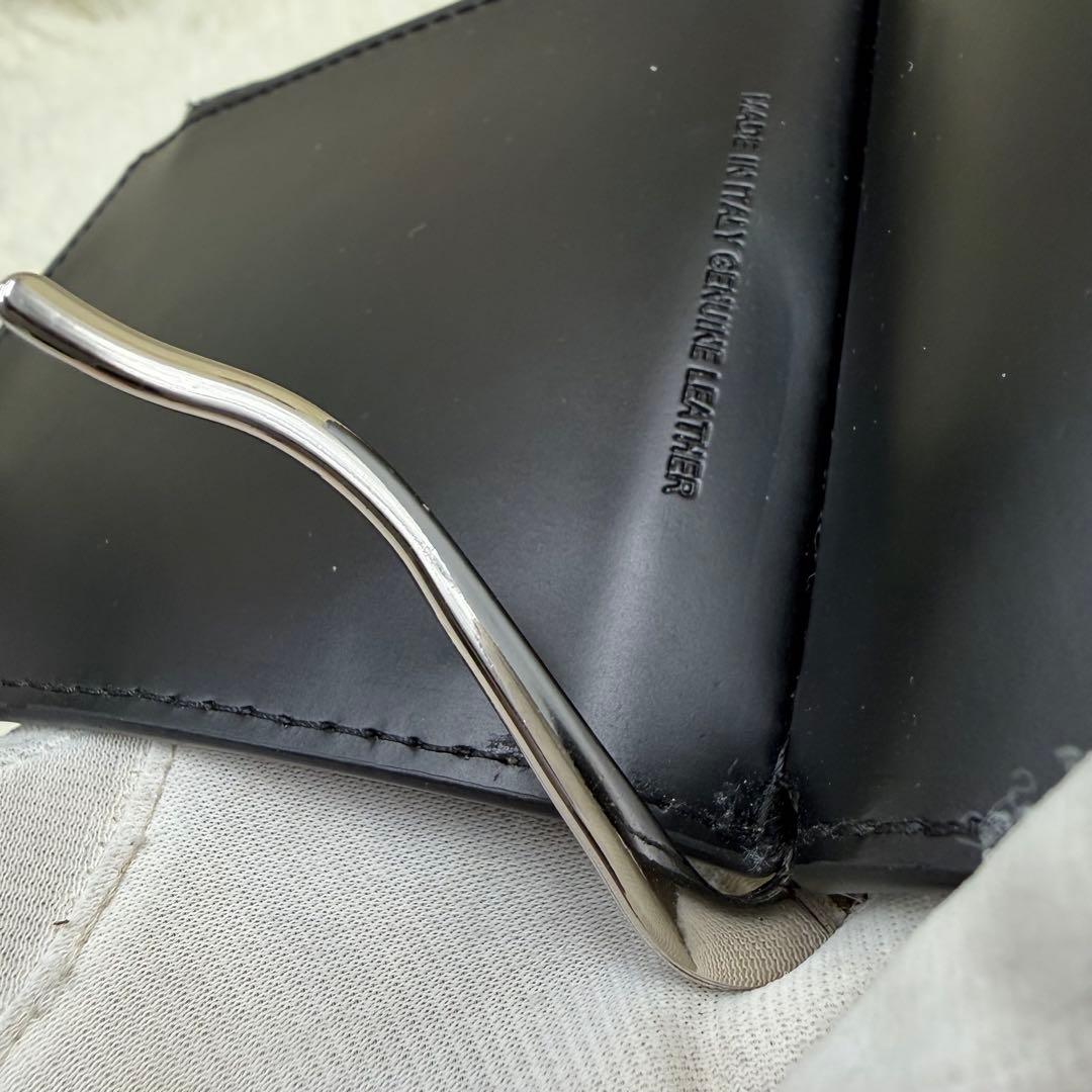 ✨美品✨マルジェラ　マネークリップ　二つ折り　ステッチ　カレンダー　黒 小銭入れ