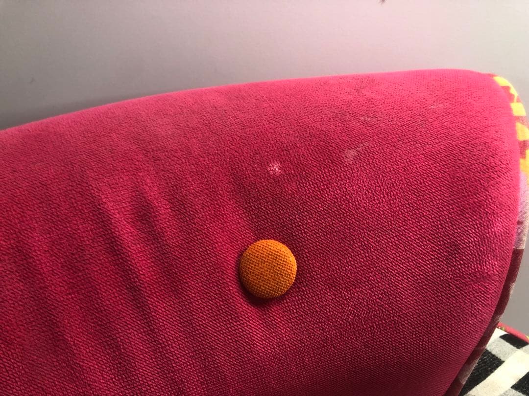 パッチワーク　カラフルチェア　スツール　ファブリック　インテリア　ピンク