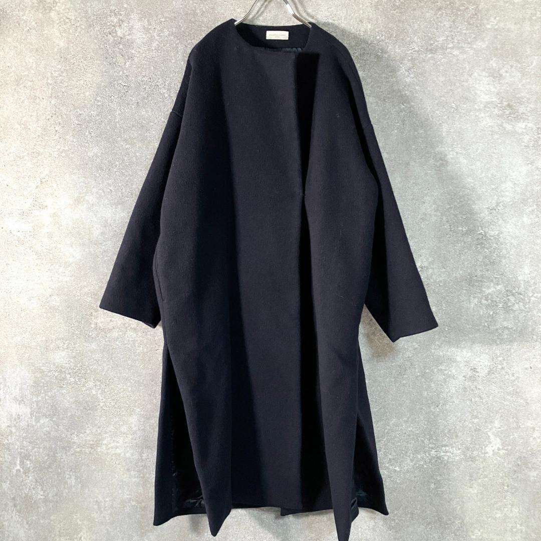 DEUXIEME CLASSE　ウールコート　ロング丈　長袖　ネイビー　無地