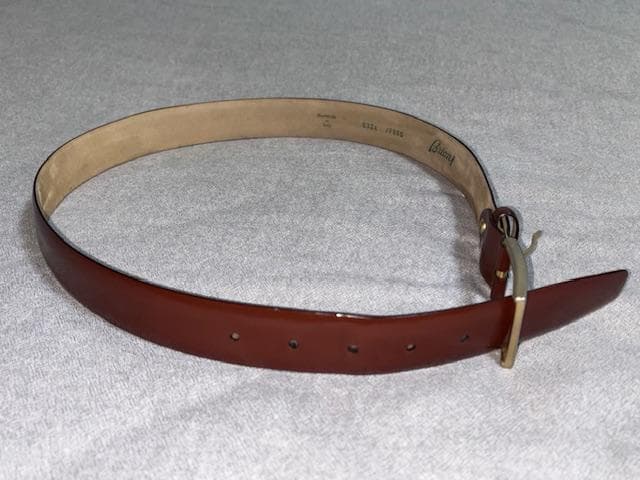 Brioni ブラウンレザーベルト イタリア製 パテントレザー