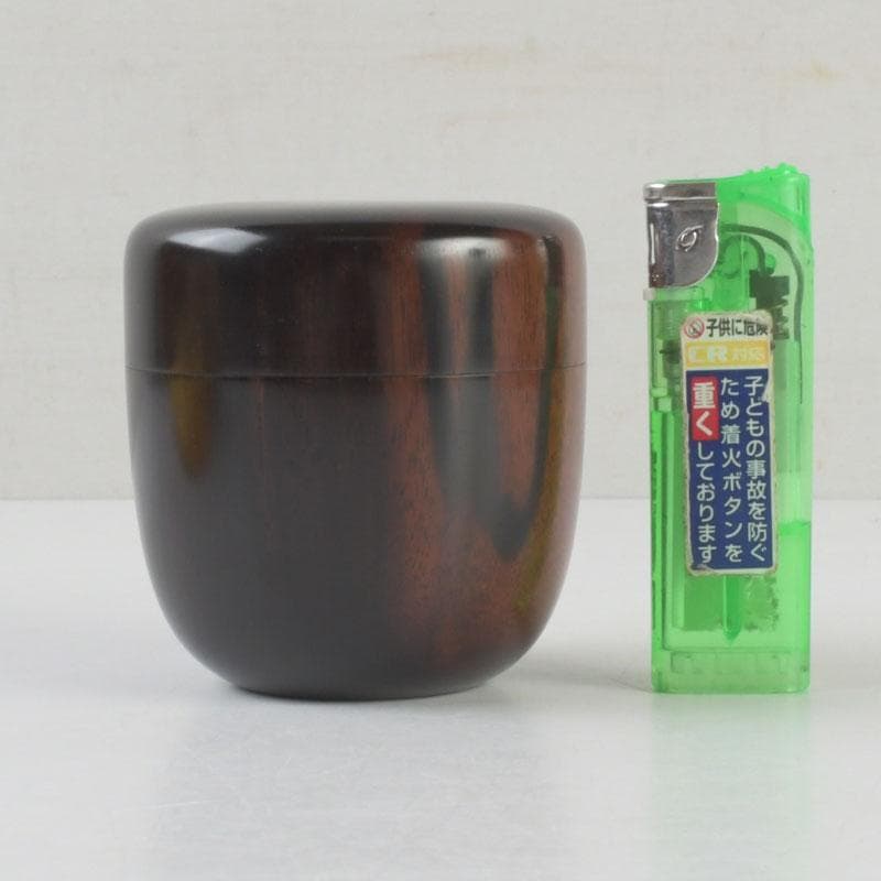 茶道具　山中塗　福田芳朗作　縞黒檀南天杢象嵌　壷々　大高棗　共布共箱　V9263