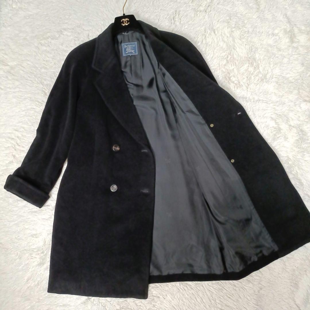 美品■Burberrys カシミヤ100% ダブル チェスターコート ブラック