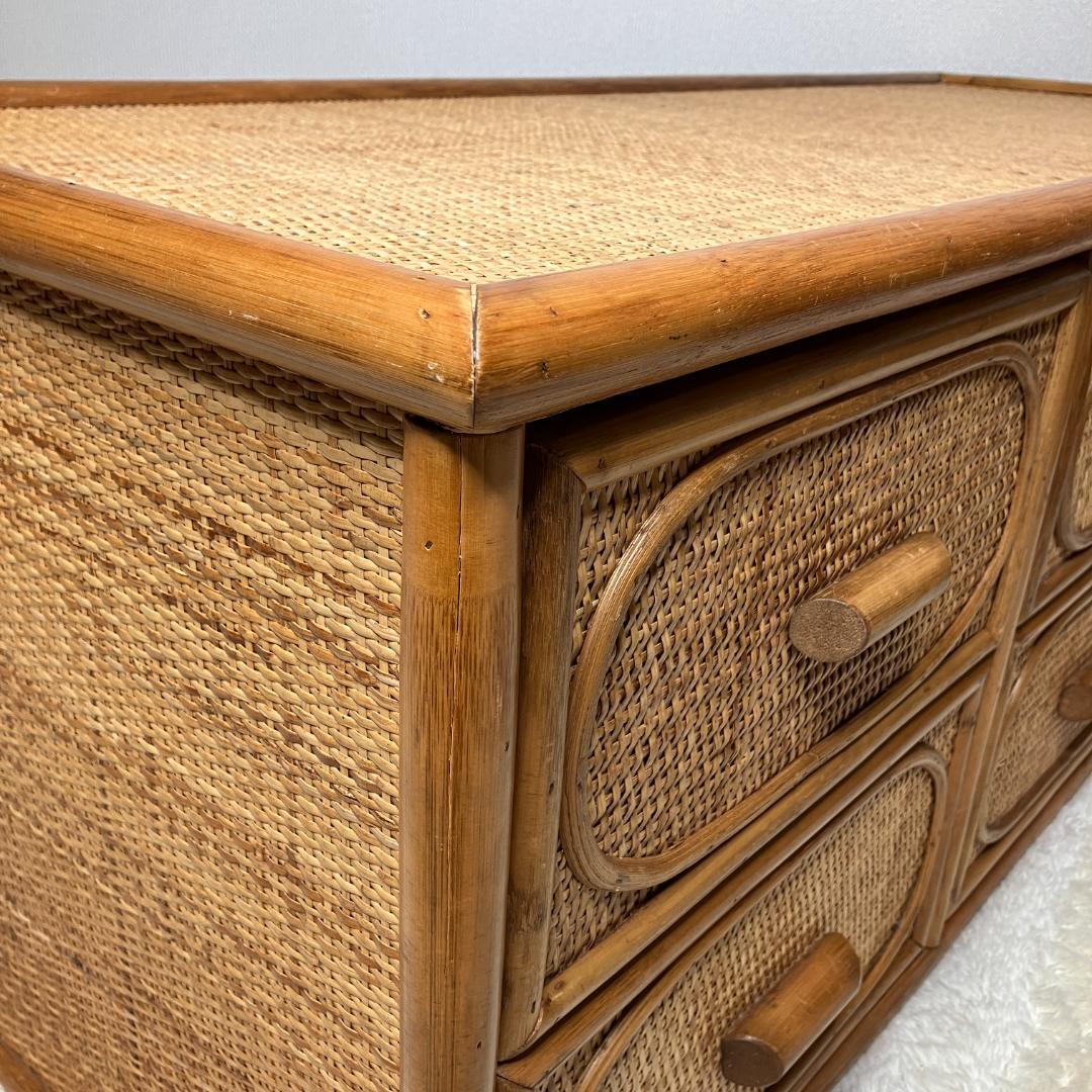 【アンティーク】レトロ 籐 ラタン サイドボード チェスト横幅120cm 古民家