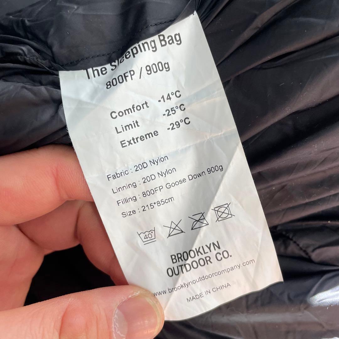 BrooklynOutdoorCampanyダウンシュラフ 800FP 900g
