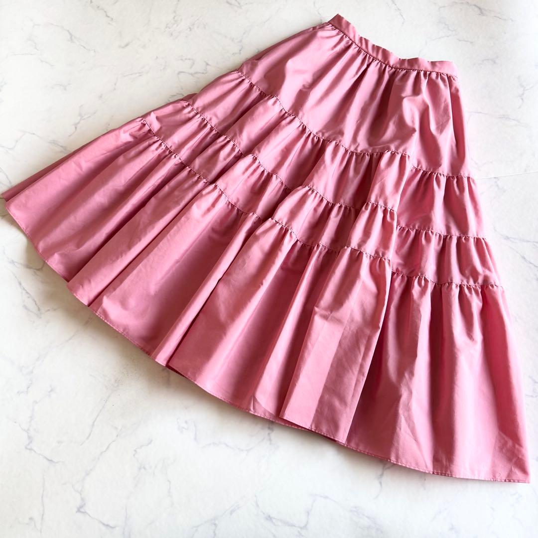 2022SS セブンテンバイミホカワヒト カラーティアードスカート ピンク M