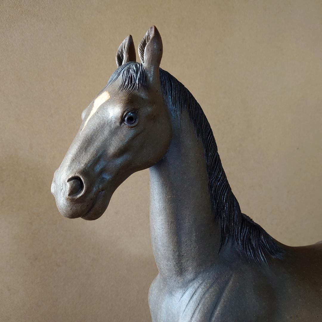 秀逸 馬焼物 唐津焼 四代 中野陶痴作 共箱　＃135