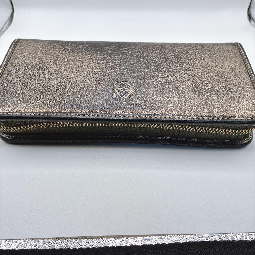 marché ⭐️ロエベ　長財布　ジップウォレット　メタリックレザー