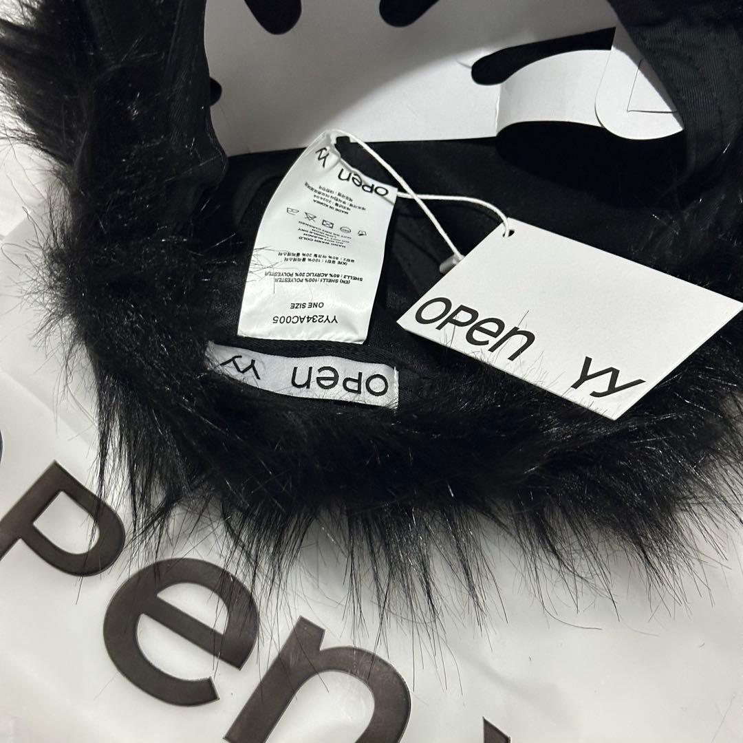 即日発送★新品タグ付き　OPEN YY ファー付きキャップ 黒　/c1