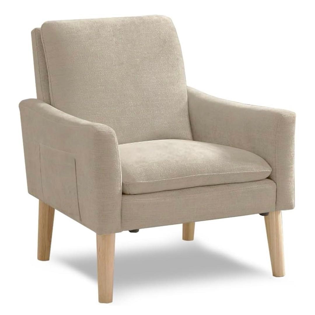 マイクロ ポケットコイル ソファ 収納ポケット付き 1人掛け ベージュ 送料込み