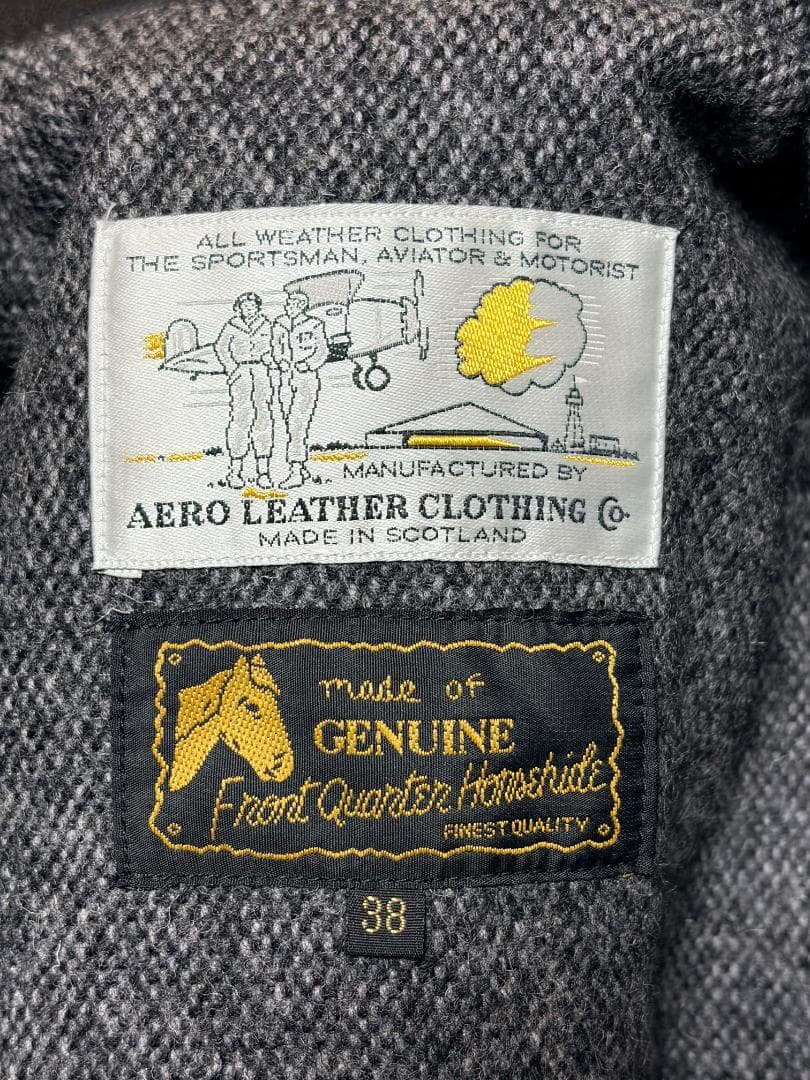 【美品／J.Lサイン入】エアロレザー ハーフベルト 38 自立 ホースハイド