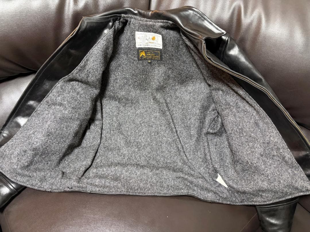 【美品／J.Lサイン入】エアロレザー ハーフベルト 38 自立 ホースハイド