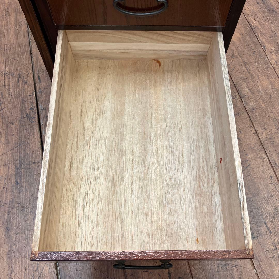 昭和レトロ 木製 葡萄柄 折りたたみ文机 テーブル 箪笥 小箪笥 3段 小物入れ