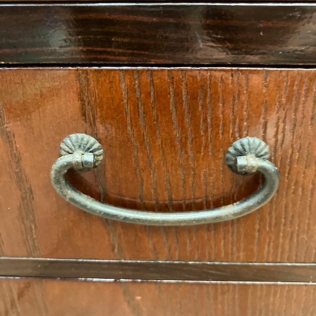 昭和レトロ 木製 葡萄柄 折りたたみ文机 テーブル 箪笥 小箪笥 3段 小物入れ