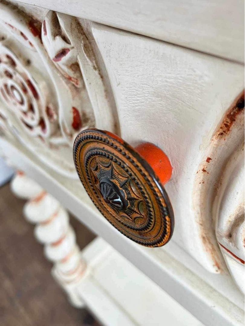 アンテーク サイドテーブル ツイスト脚 シャビーシック