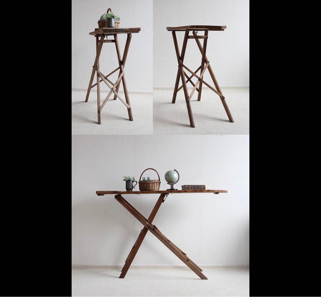 イギリス アンティーク アイロン台 折りたたみ式 作業台 オールドパイン