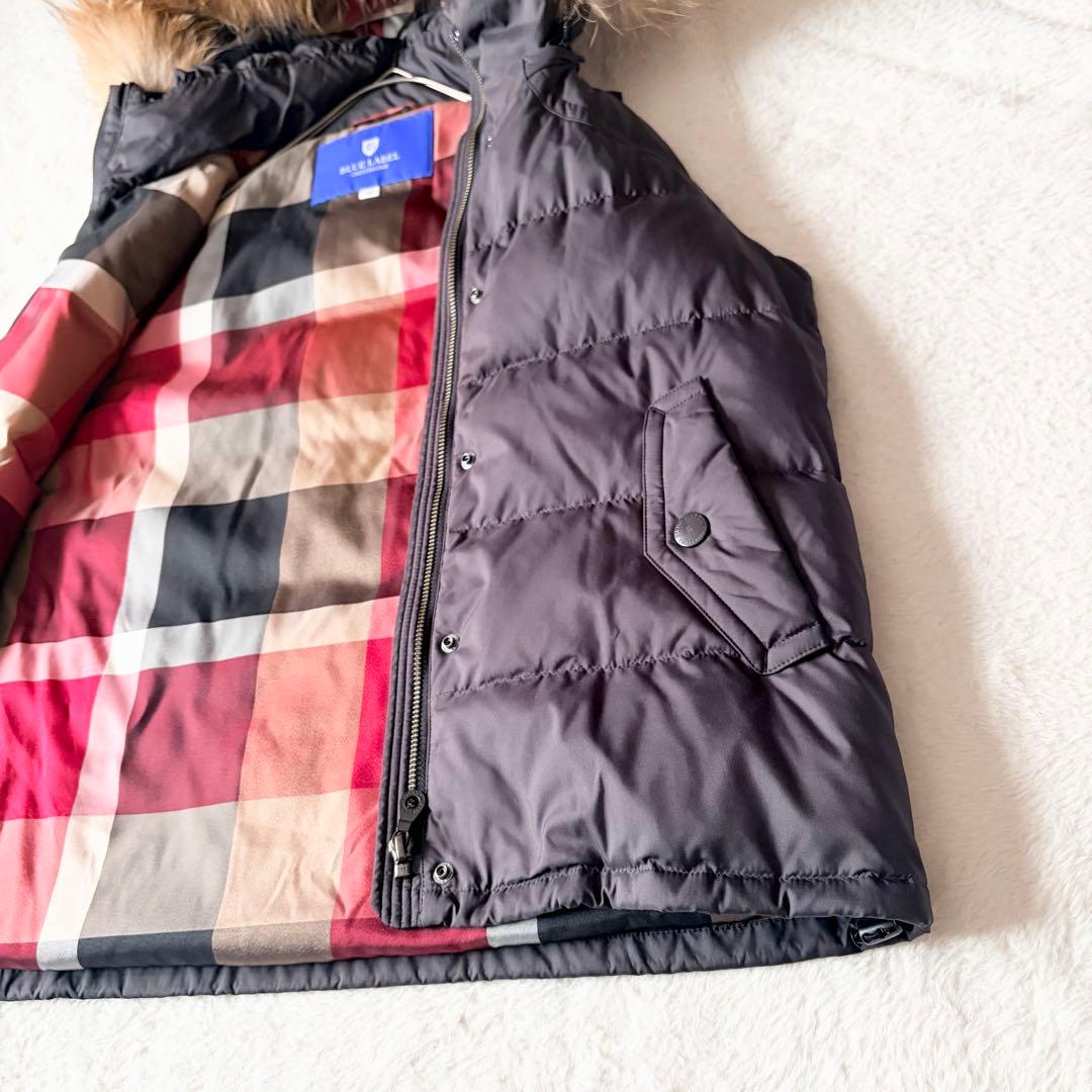 6150 美品✨ ブルーレーベルクレストブリッジ ダウンベスト チェック ファー