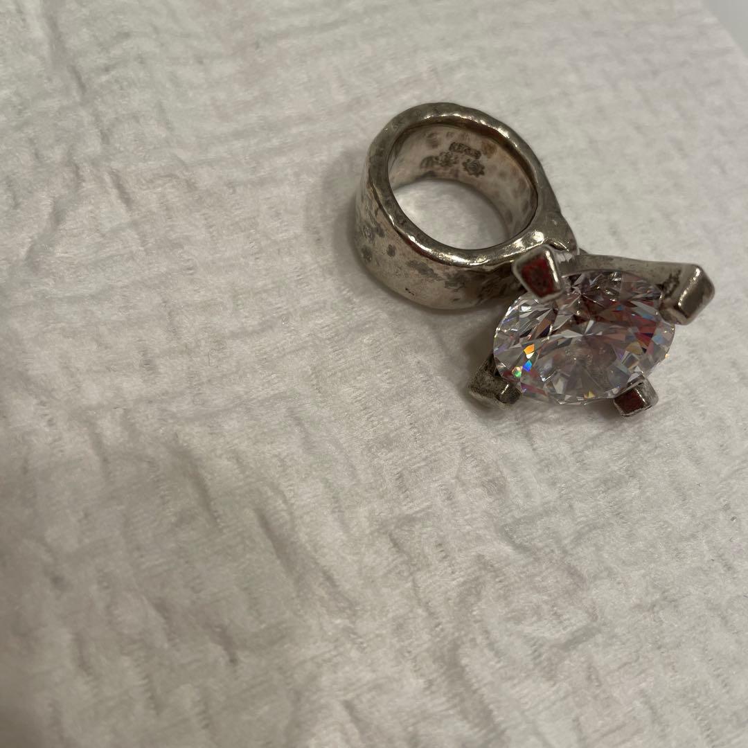 希少！e.m 11号くらい　ジルコニア大 シルバーリング