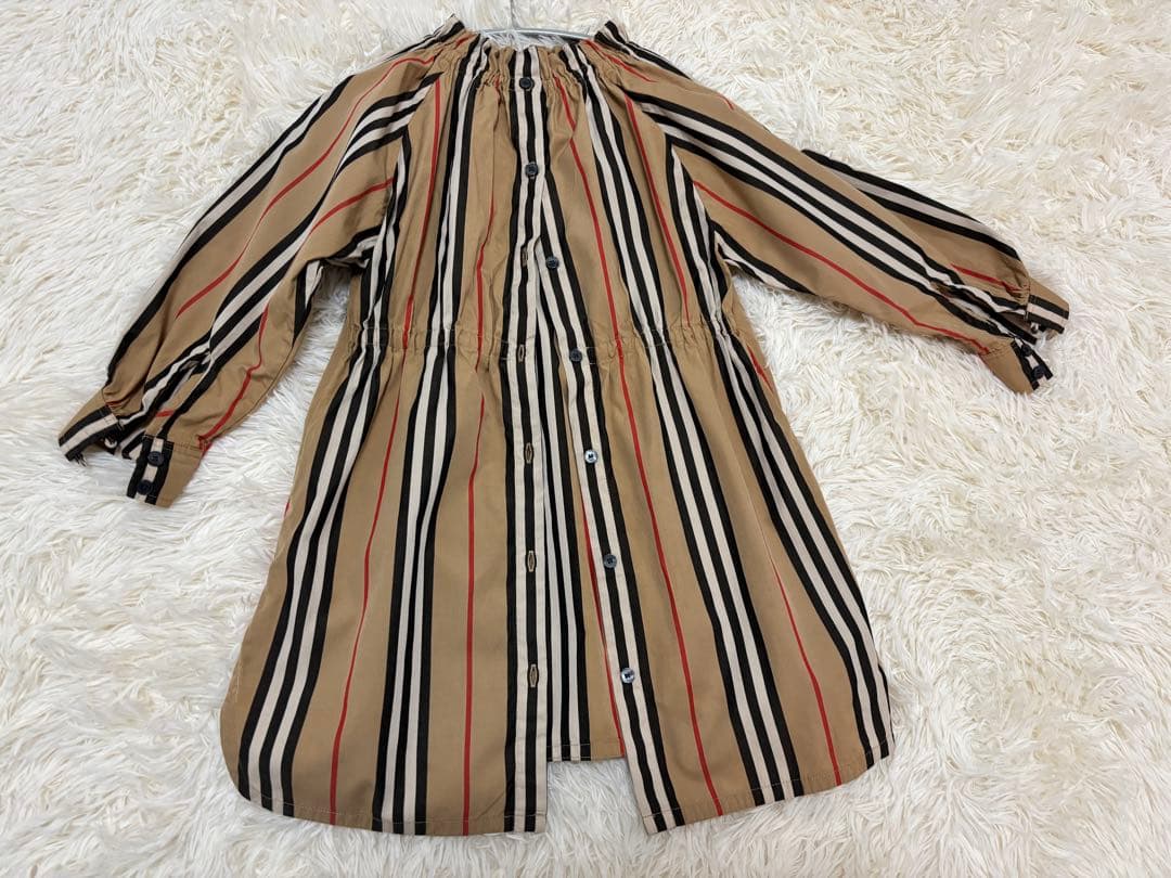 バーバリー　4y104cm アイコンストライプ長袖ワンピース