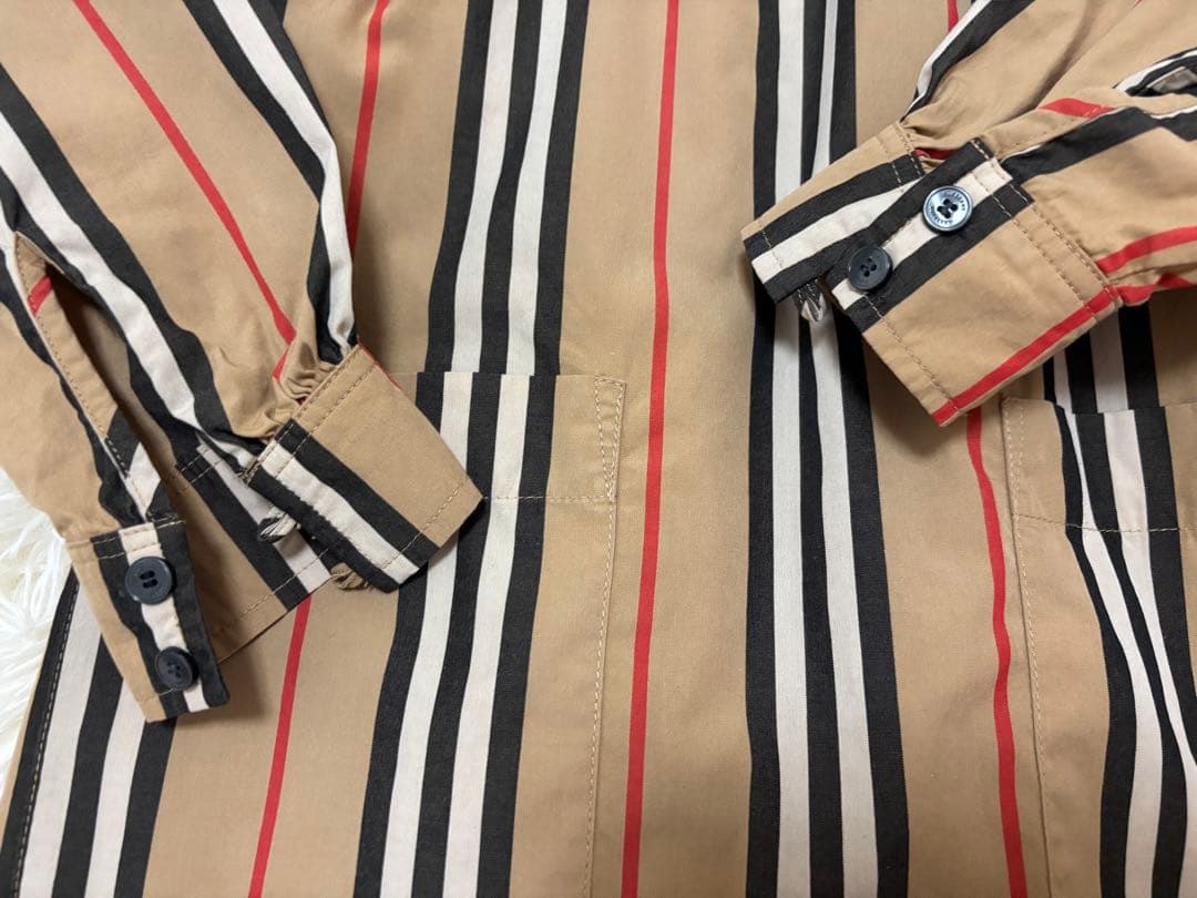 バーバリー　4y104cm アイコンストライプ長袖ワンピース