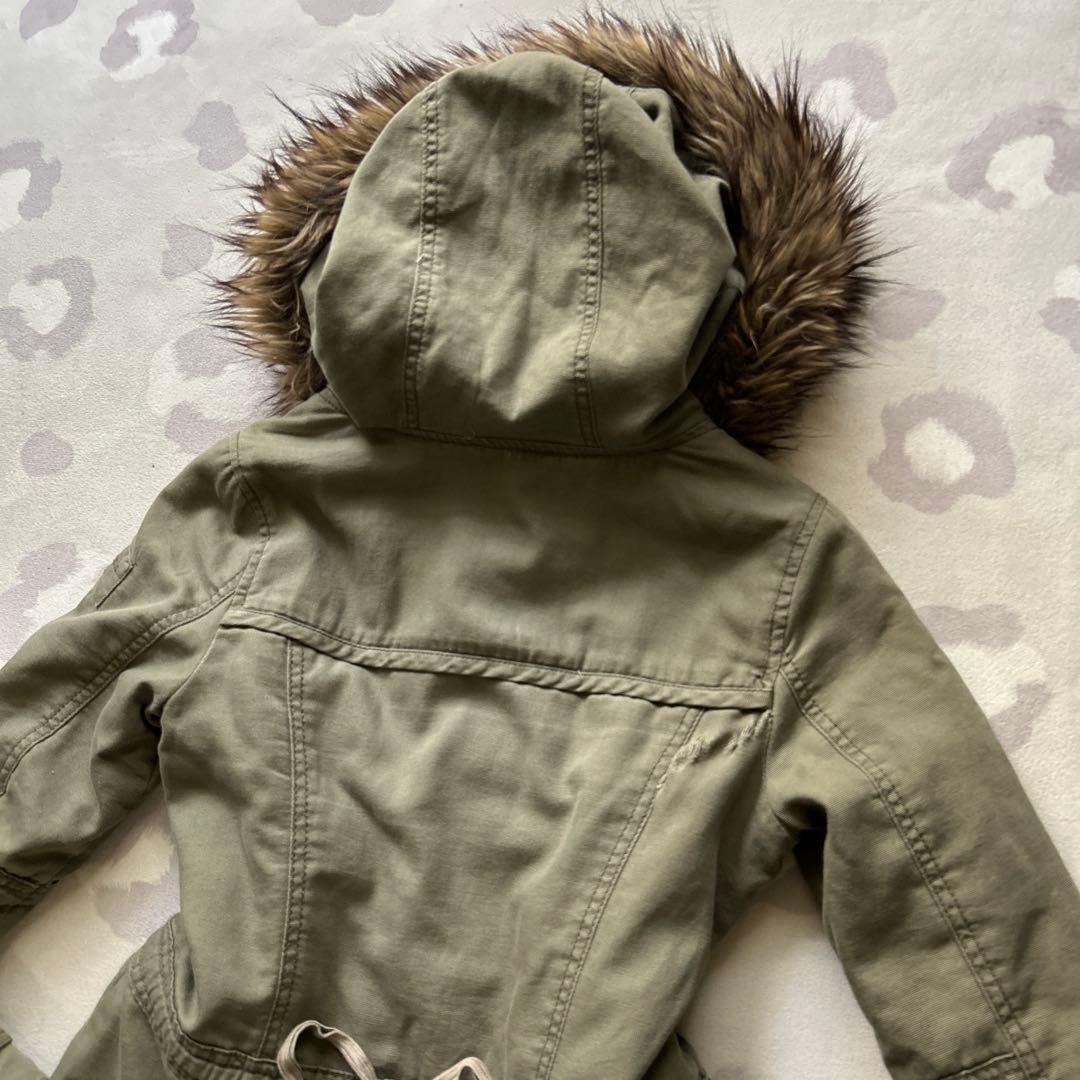 y2k 平成ギャル　ミリタリー　ダメージ加工　ボア　カーキ　ビッグフード