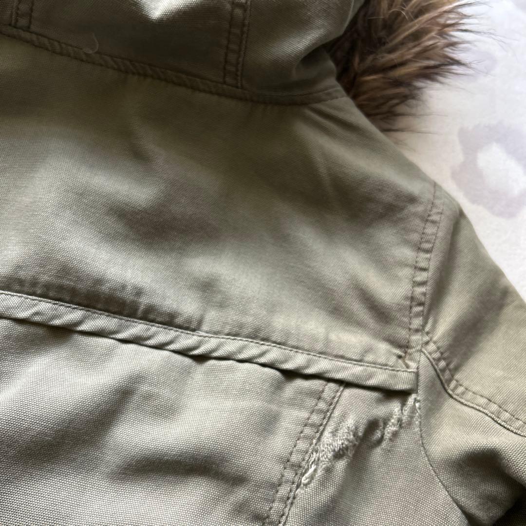 y2k 平成ギャル　ミリタリー　ダメージ加工　ボア　カーキ　ビッグフード