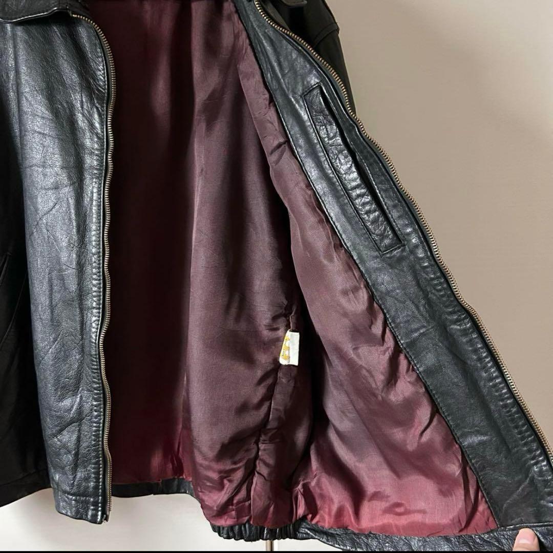 フランス軍 民間 パイロットジャケット レザー 黒 美品