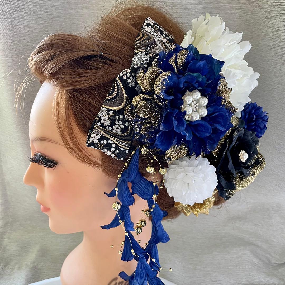 青　和装髪飾り　振袖髪飾り　成人式髪飾り　結婚式髪飾り　色打掛髪飾り　着物髪飾り