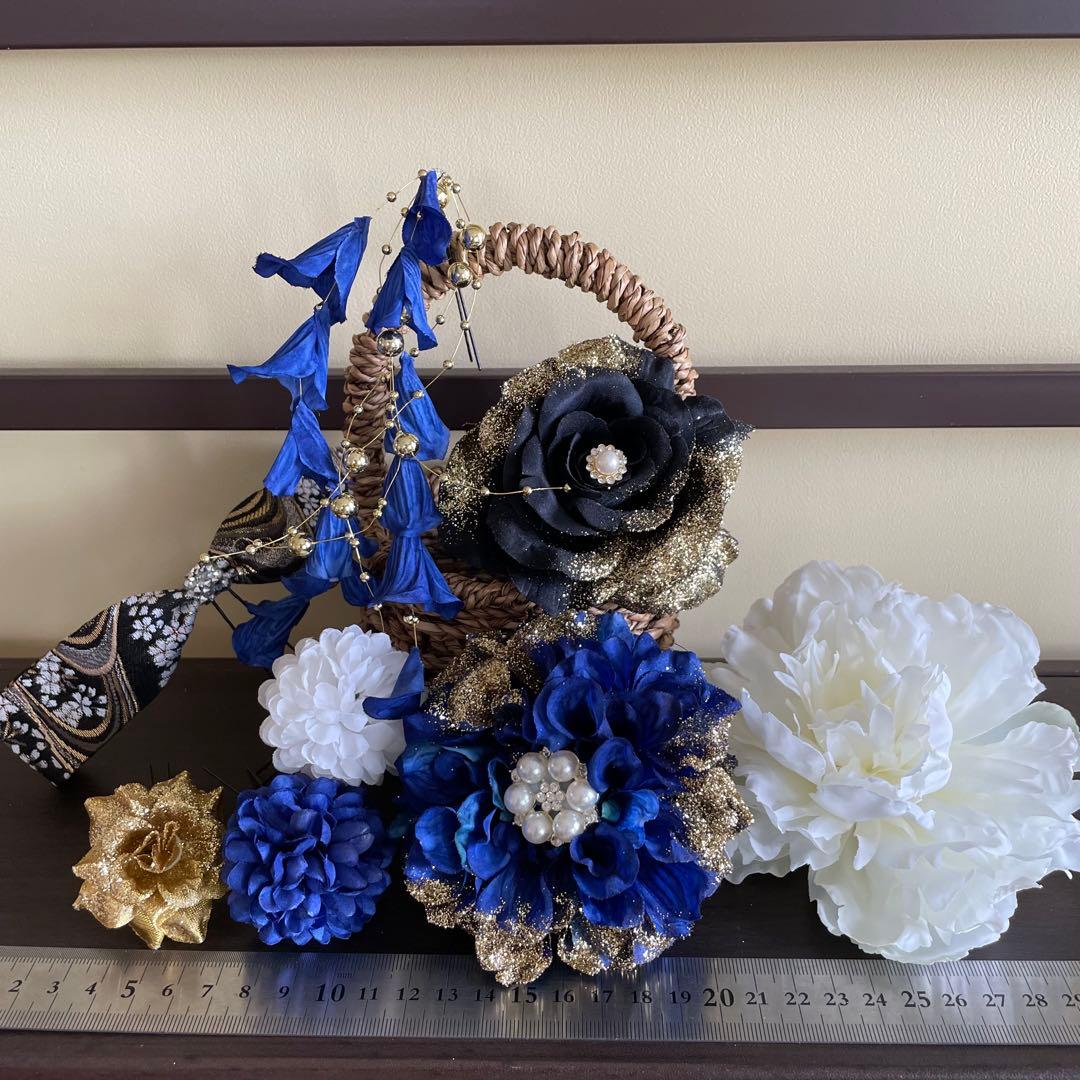 青　和装髪飾り　振袖髪飾り　成人式髪飾り　結婚式髪飾り　色打掛髪飾り　着物髪飾り