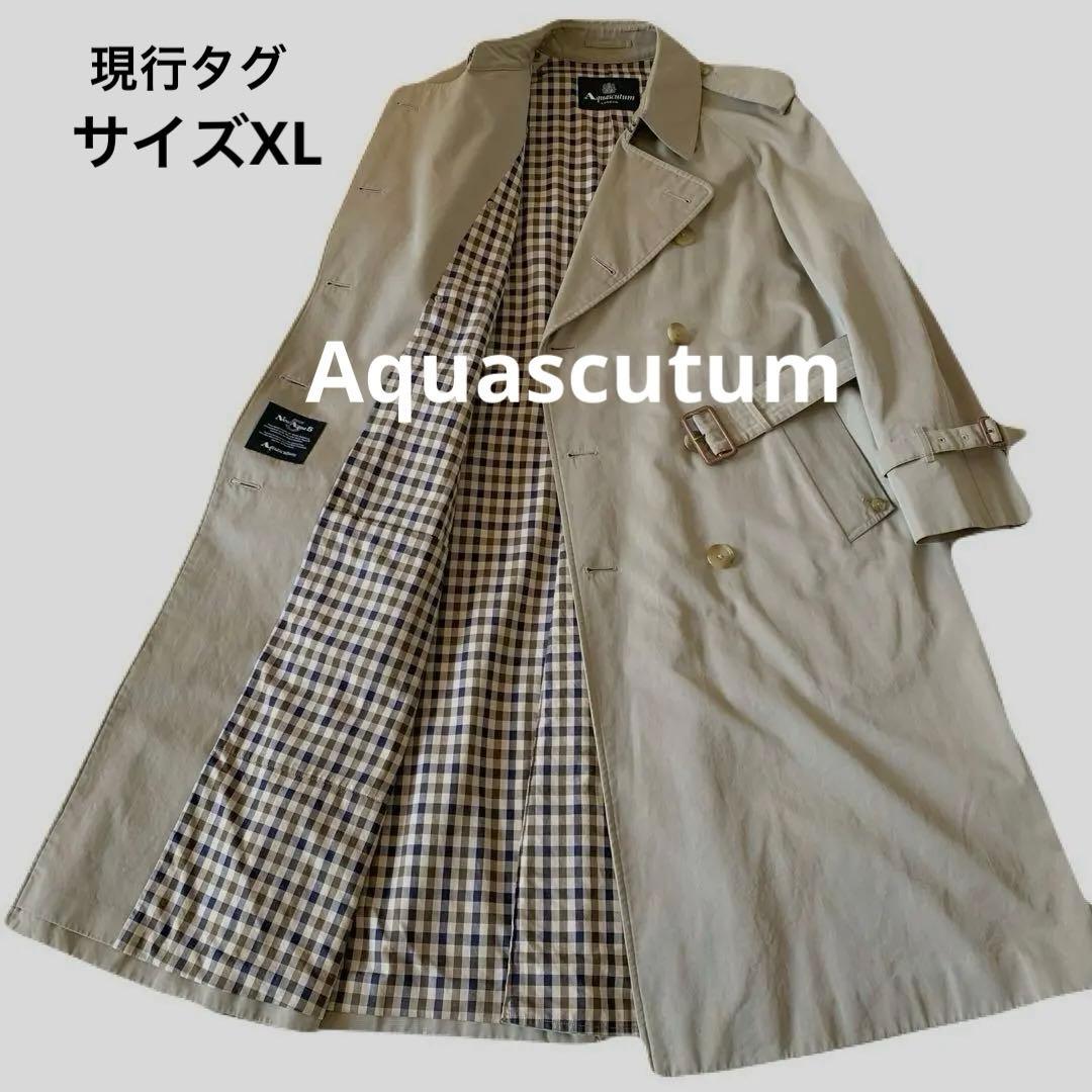 【希少　現行タグ　XL】アクアスキュータム　トレンチコート　メンズ　ロング