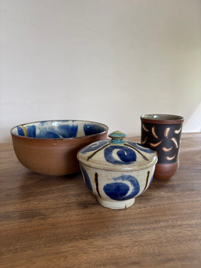 沖縄の器3点　カップ　蓋もの　ボウル