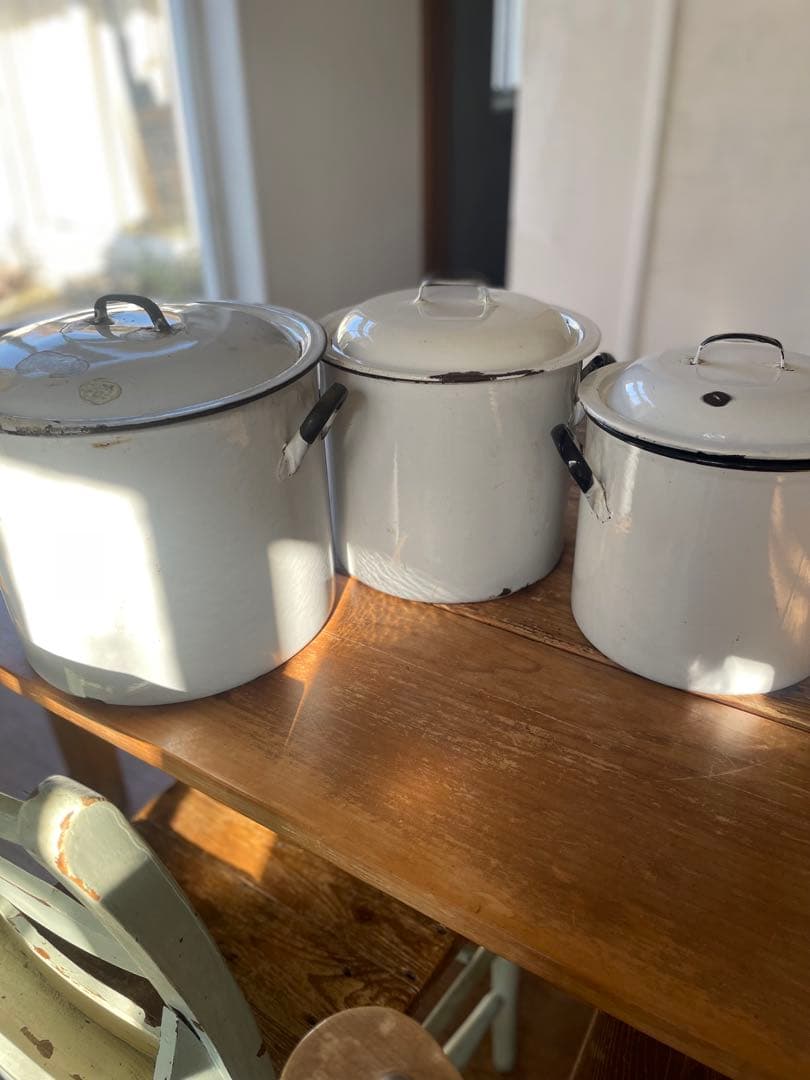 激レア　アンティークホーロー　3個セット