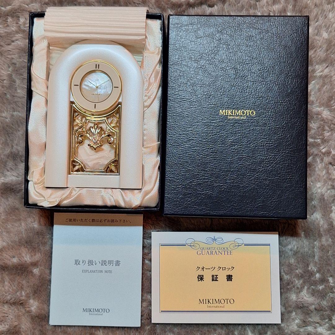 MIKIMOTO ミキモト インターナショナル置時計☆淡水真珠&トルコ石&白蝶貝