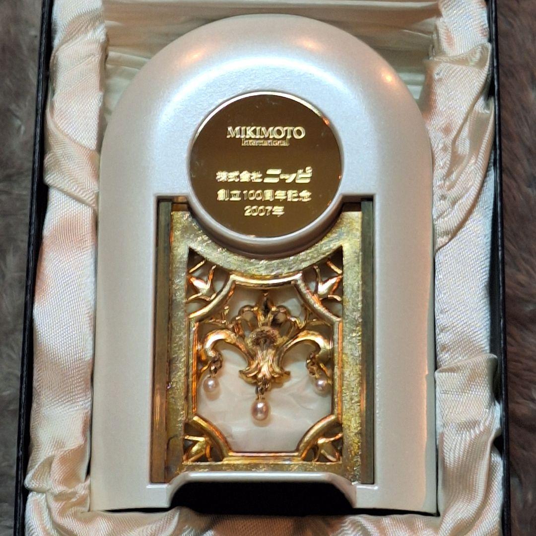 MIKIMOTO ミキモト インターナショナル置時計☆淡水真珠&トルコ石&白蝶貝