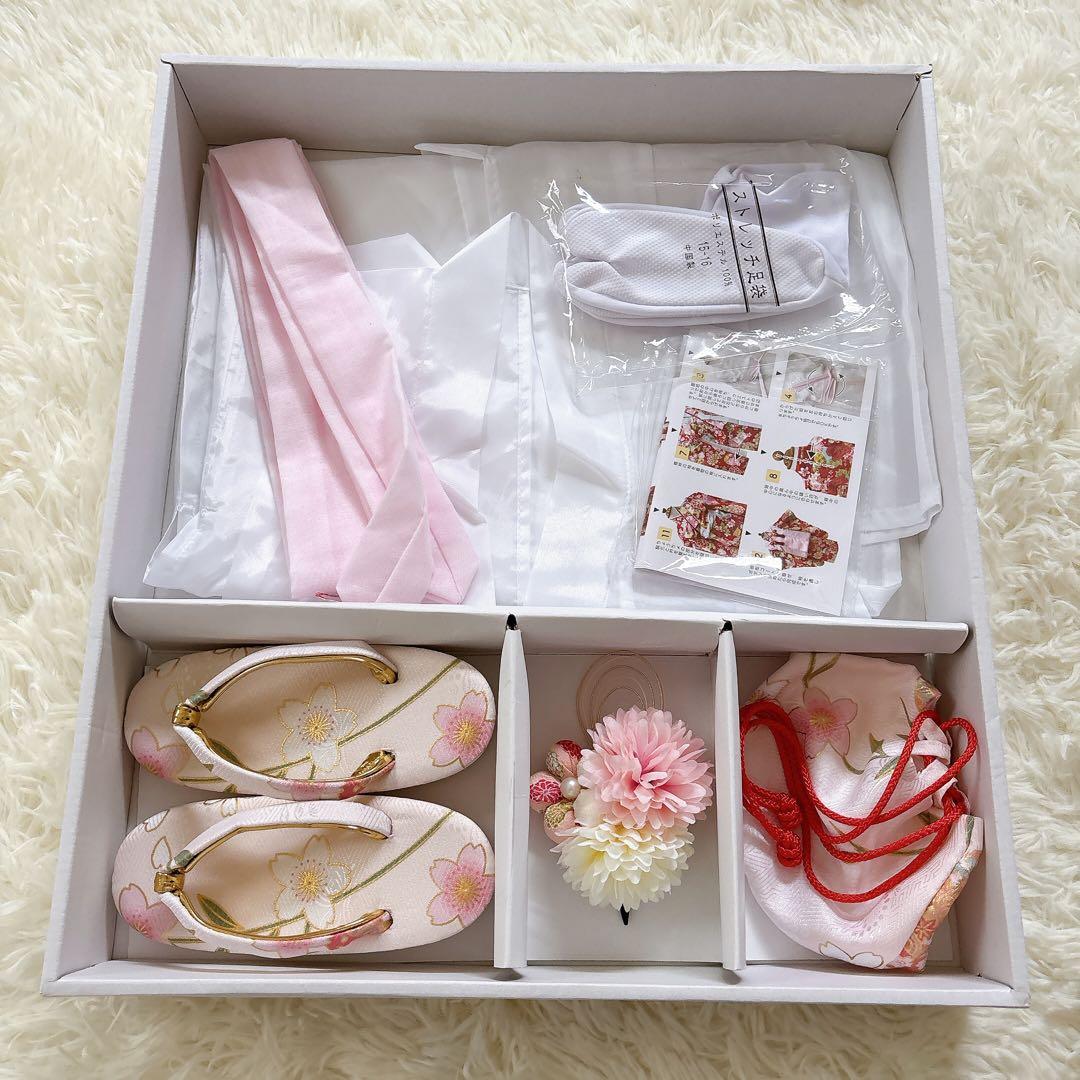 キョウエツ 七五三 3歳 女の子 着物 被布 小物 フルセット 薄ピンク