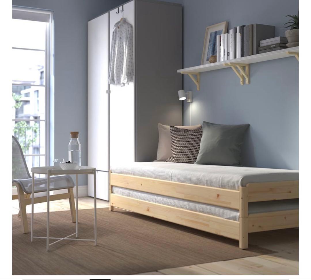 ウトーケル　すのこ　ベッド 80x200 cm×2 マットレス付き