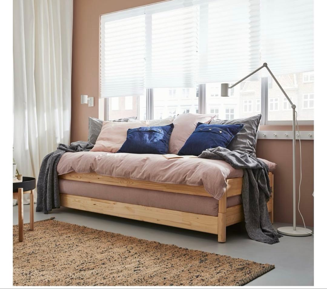 ウトーケル　すのこ　ベッド 80x200 cm×2 マットレス付き