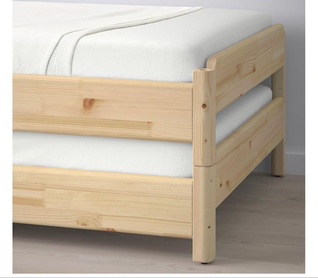 ウトーケル　すのこ　ベッド 80x200 cm×2 マットレス付き