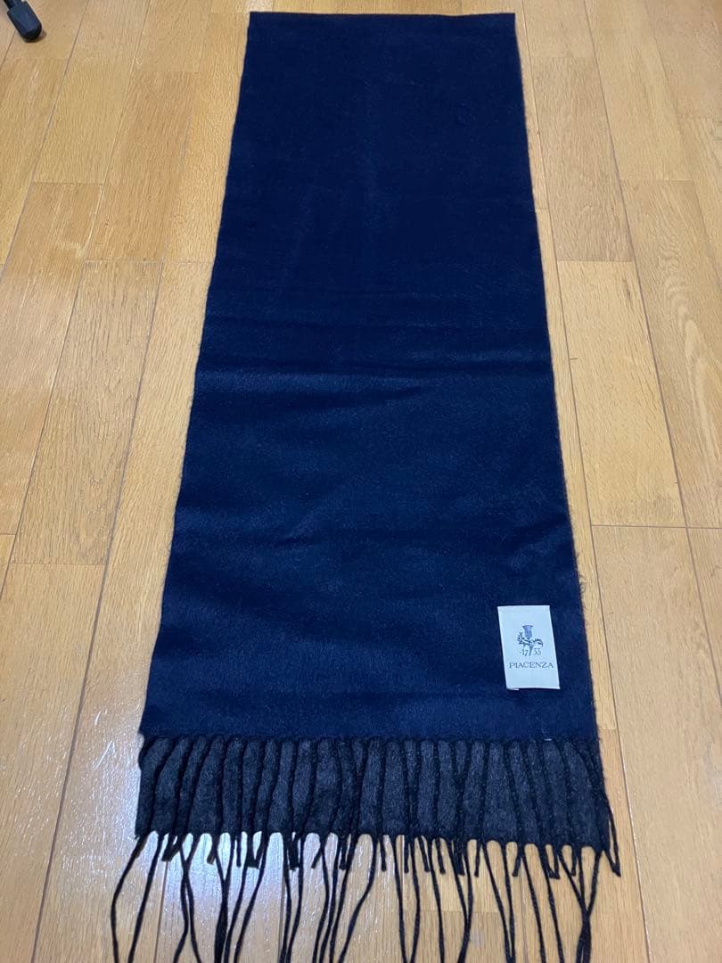 【新品】PIACENZA ピアチェンツァ カシミヤ マフラー濃紺/ダークグレー
