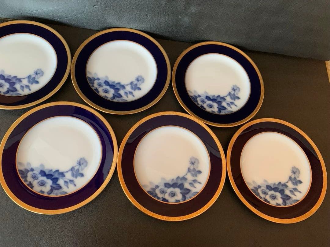 大倉陶園　ブルーローズ 20cm皿6枚セット