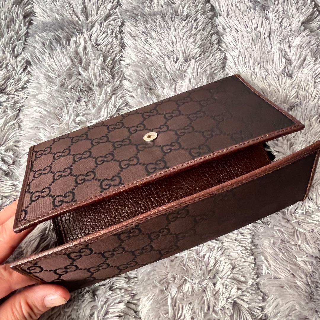 極美品✨GUCCI GGナイロン 三つ折り財布　ブラウン　メンズ　レディース