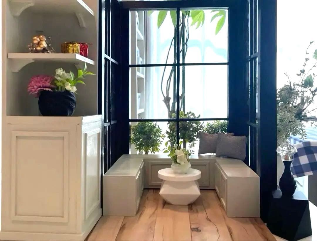 ドールハウス　撮影背景ボード　ハンドメイド☆コーナールーム＆チェア＆シェルフ家具