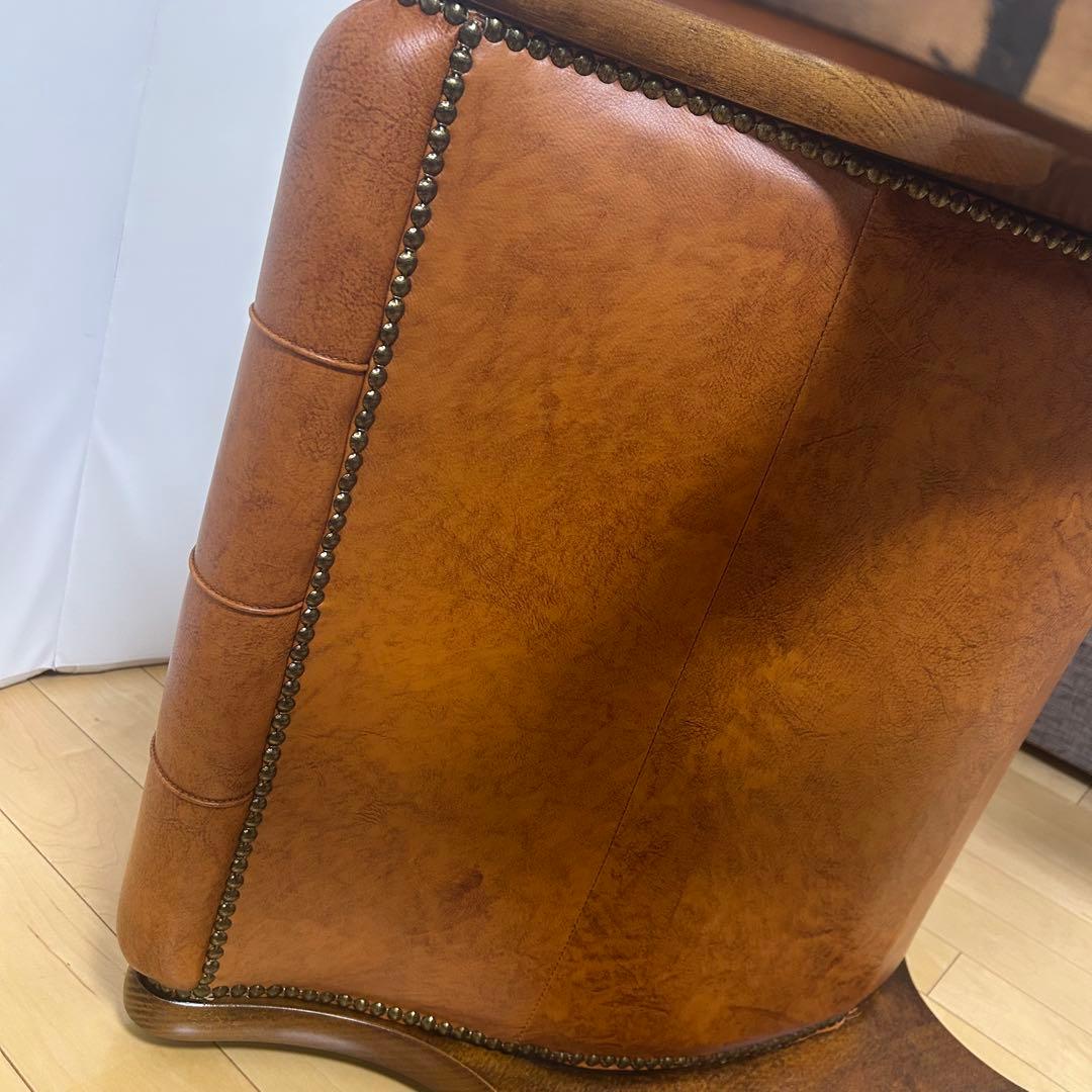 イタリア製　ロッキングチェア　希少オットマン　アンティーク　ブラウンレザー