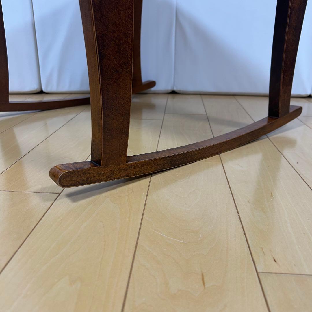 イタリア製　ロッキングチェア　希少オットマン　アンティーク　ブラウンレザー