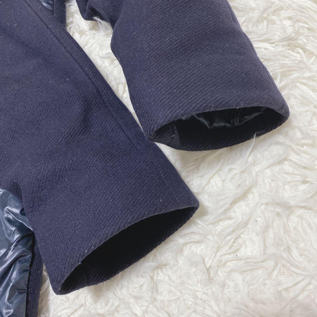 a2077【ヘルノ】異素材ドッキング 切り替え ダウンジャケット ネイビー 42