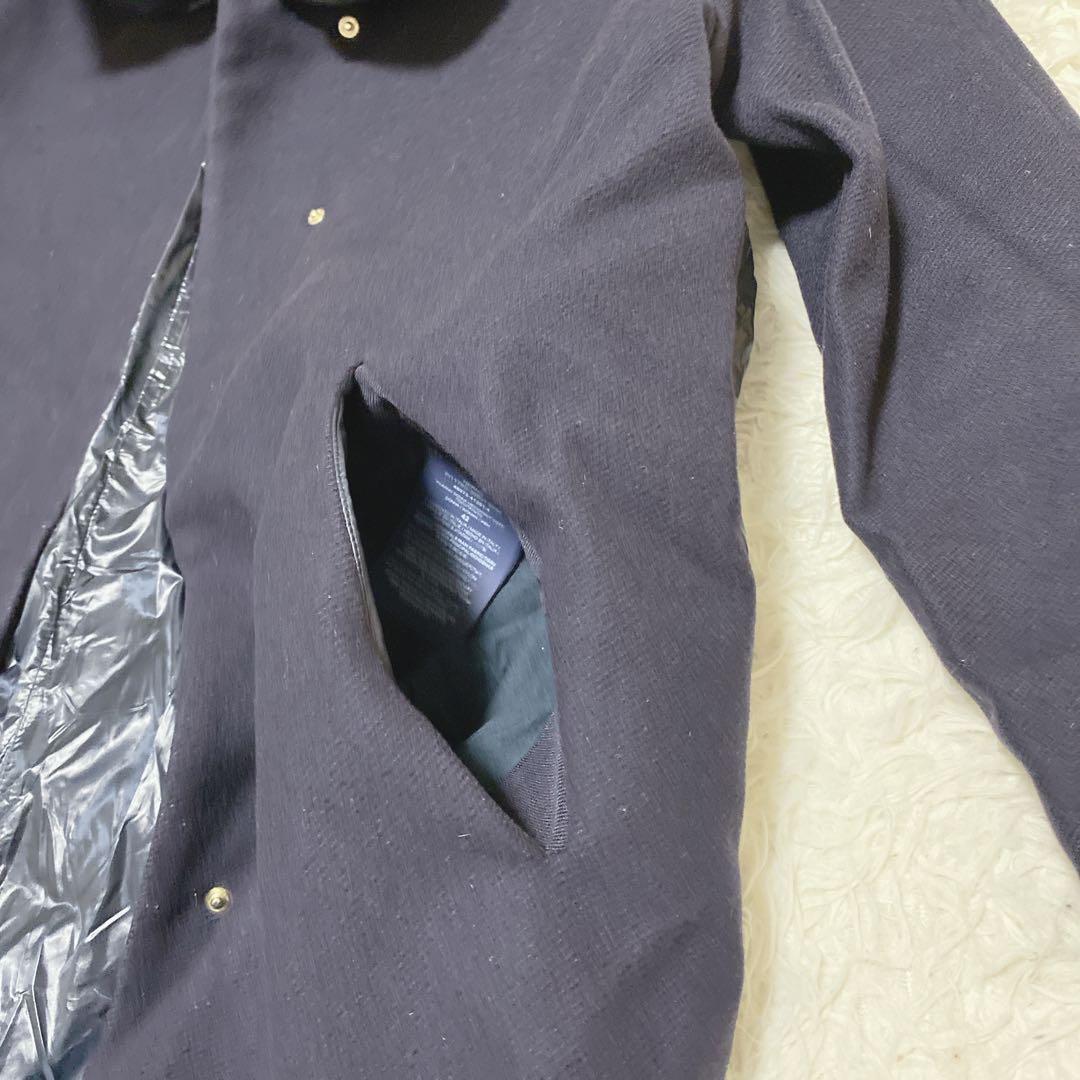 a2077【ヘルノ】異素材ドッキング 切り替え ダウンジャケット ネイビー 42