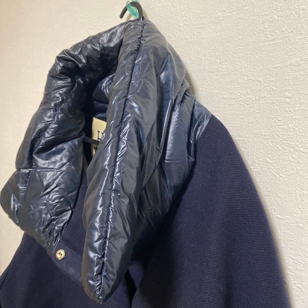 a2077【ヘルノ】異素材ドッキング 切り替え ダウンジャケット ネイビー 42