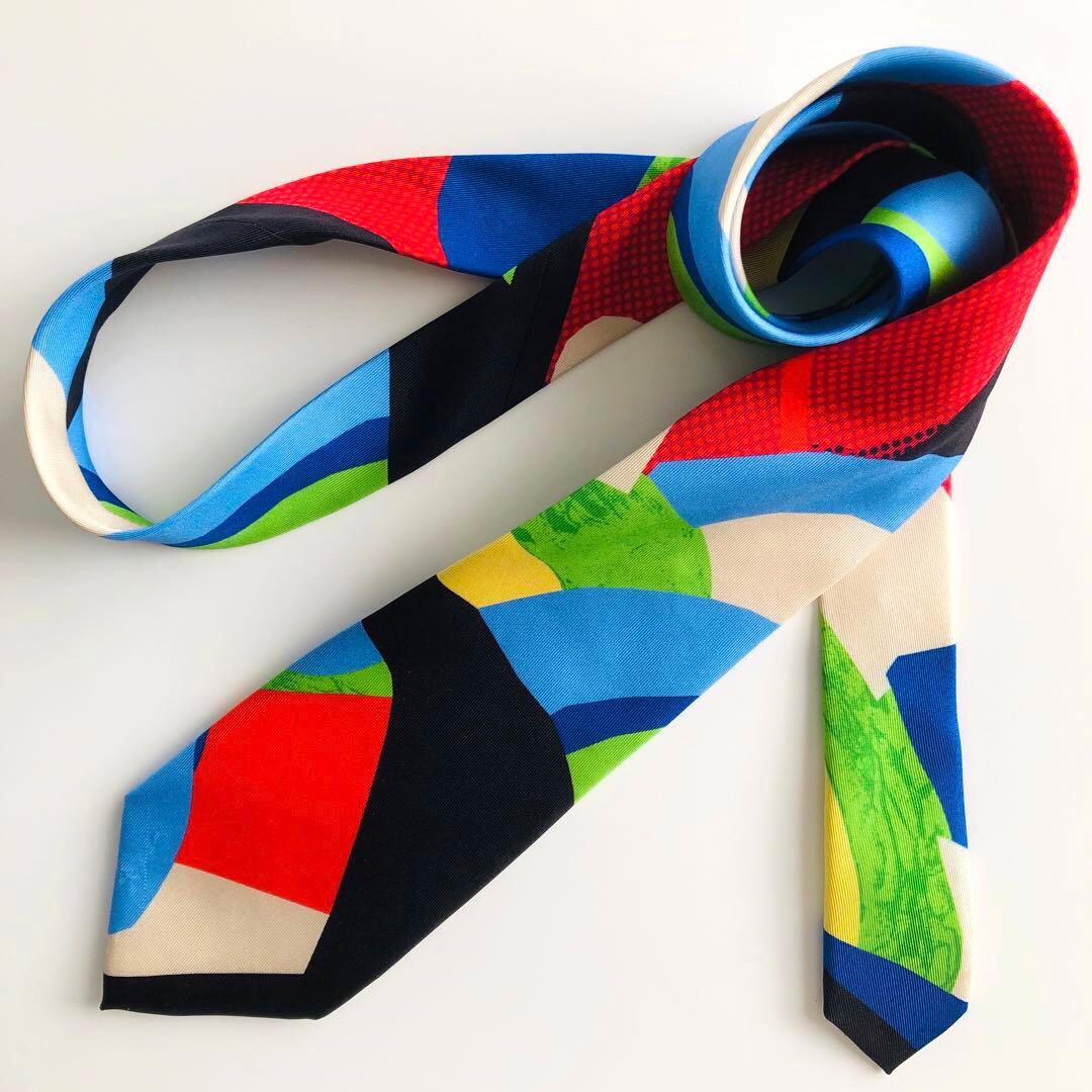 ポールスミス ネクタイ パネル柄 スカイブルー